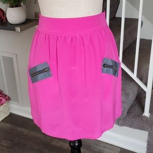 Hy & Dot High Waist Hot Pink Silk Mini Skirt